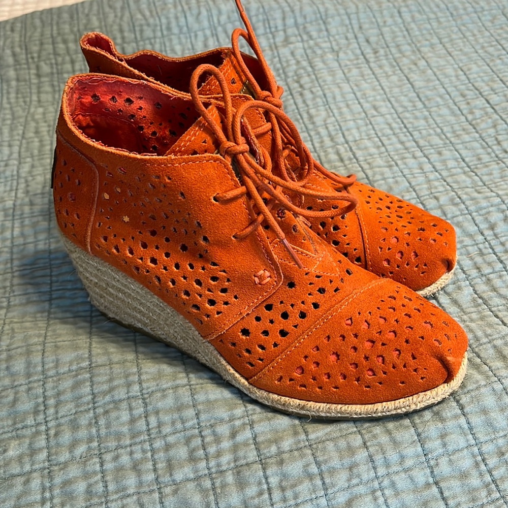 Orange Toms Wedge